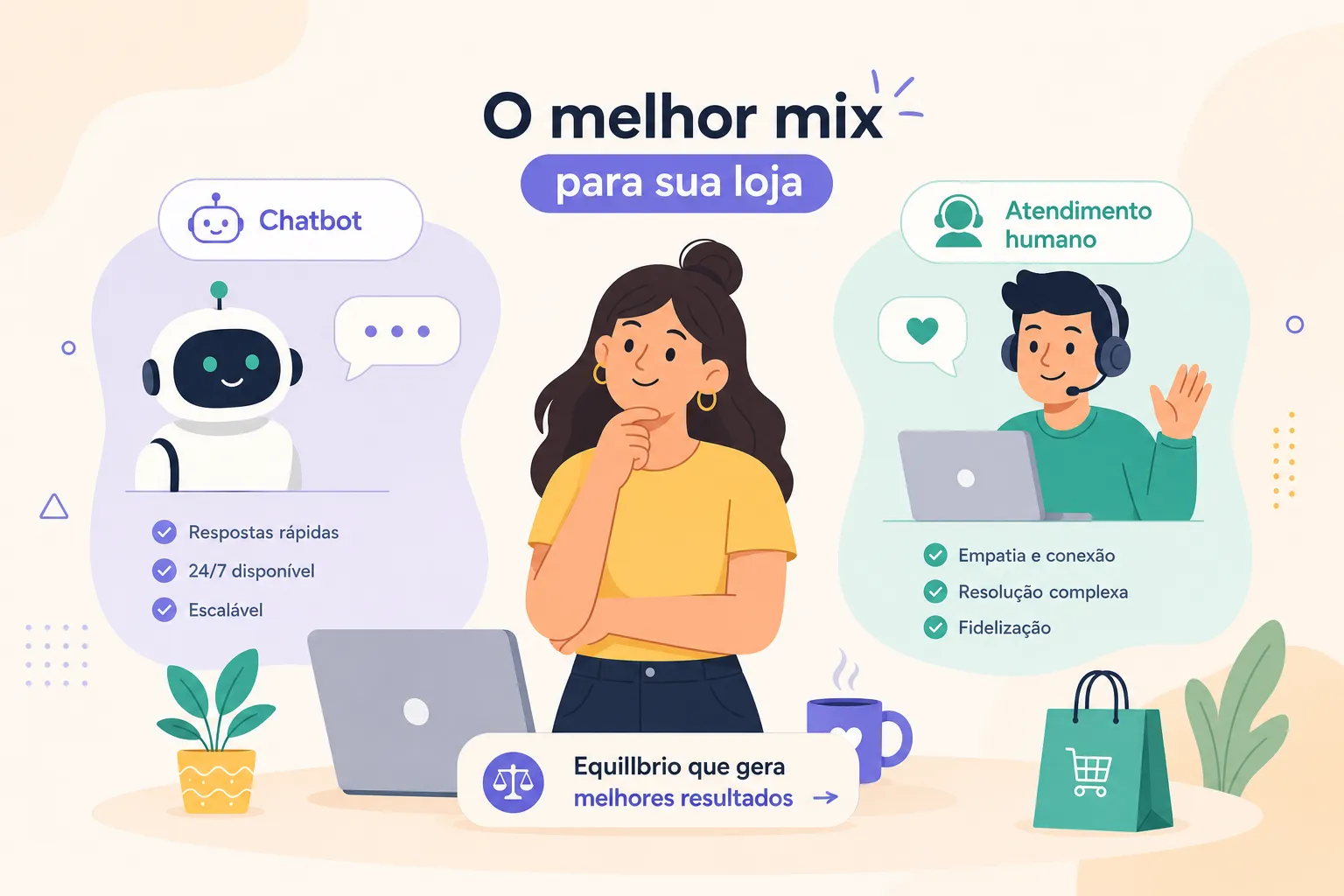 Comparativo entre automação com IA e atendimento humano para lojas virtuais e e-commerce